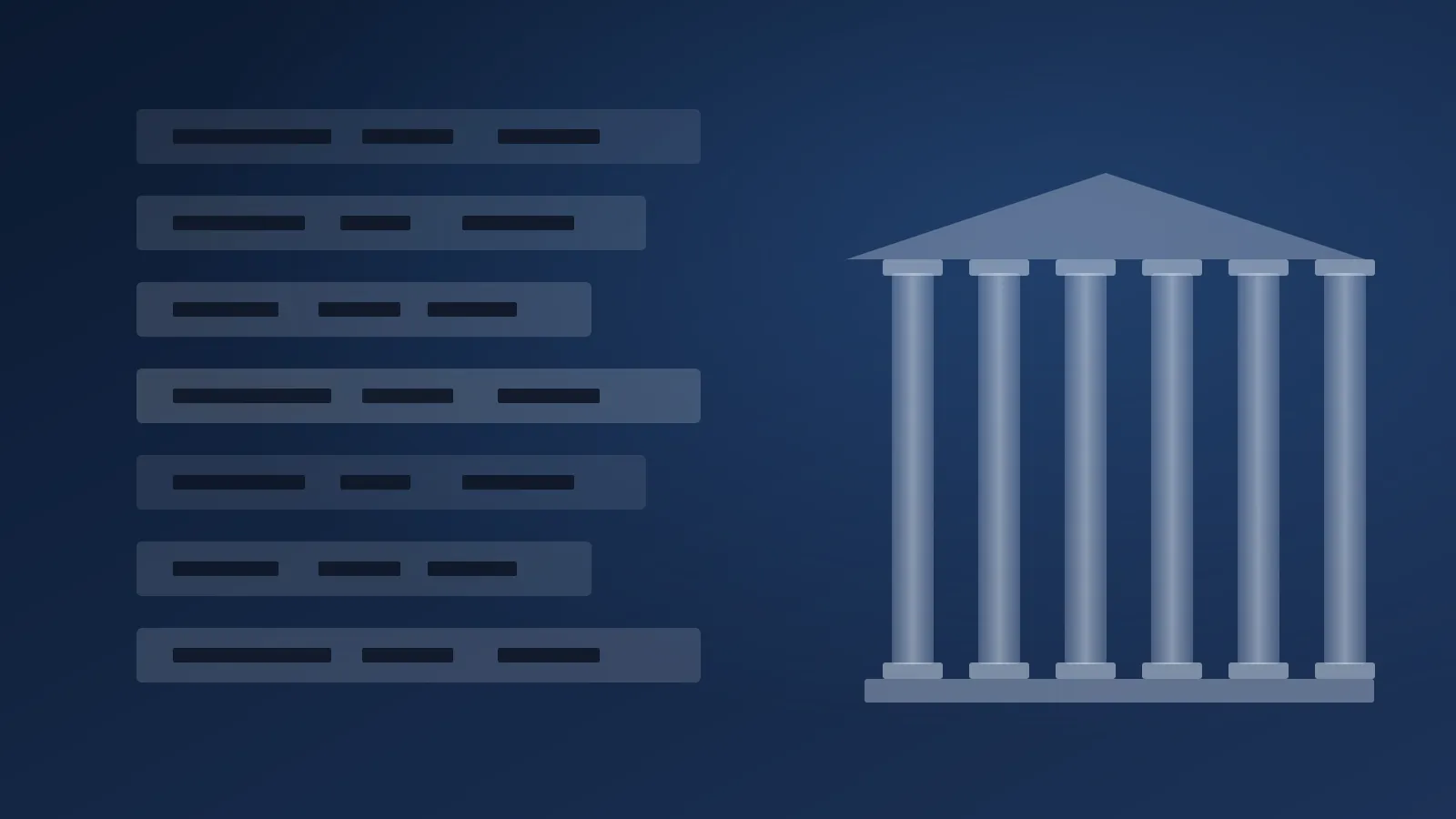 Abstract illustration of redacted document pages beside Capitol-style columns, for an article on Leon Black's contempt of Congress